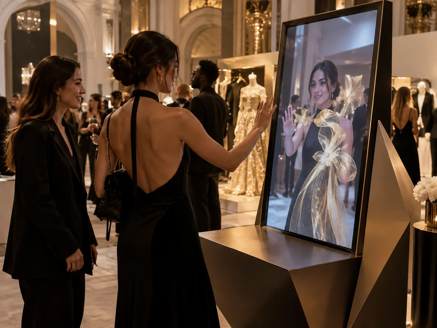 Illustrative AR · Effects installation in Fashion events, showing visitors using the experience