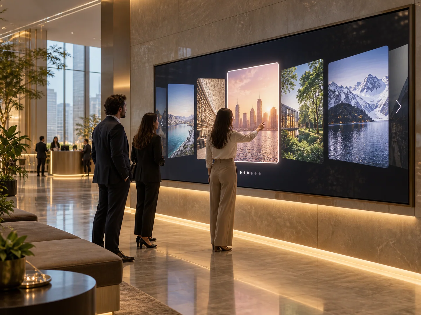 Illustrative Carousel installation in Corporate lobbies, showing visitors using the experience
