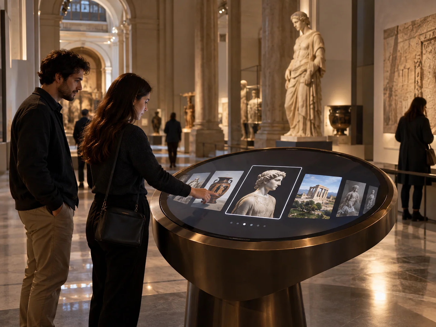 Illustrative Carousel installation in Museums, showing visitors using the experience