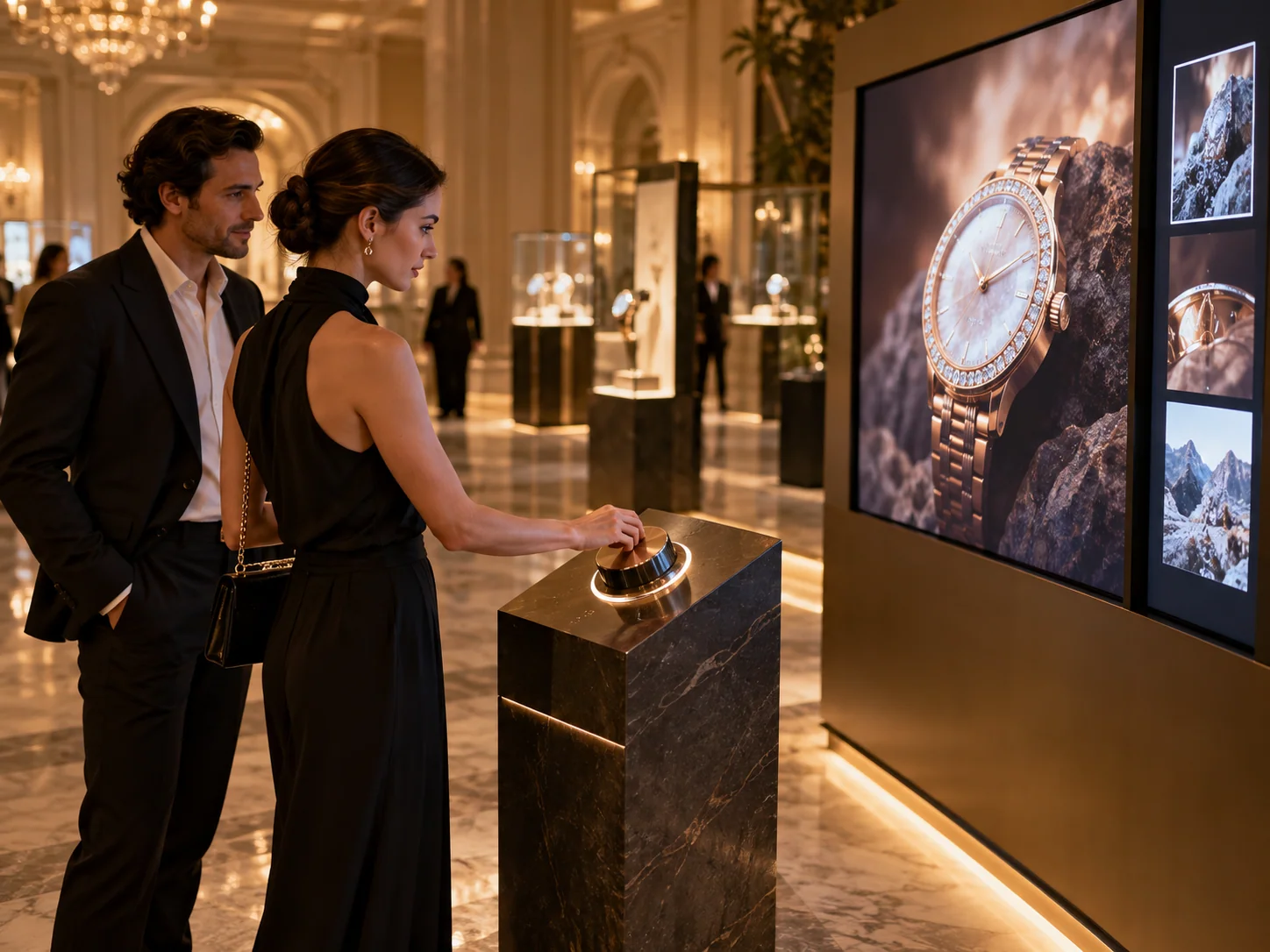 Illustrative Dial installation in Luxury exhibits, showing visitors using the experience
