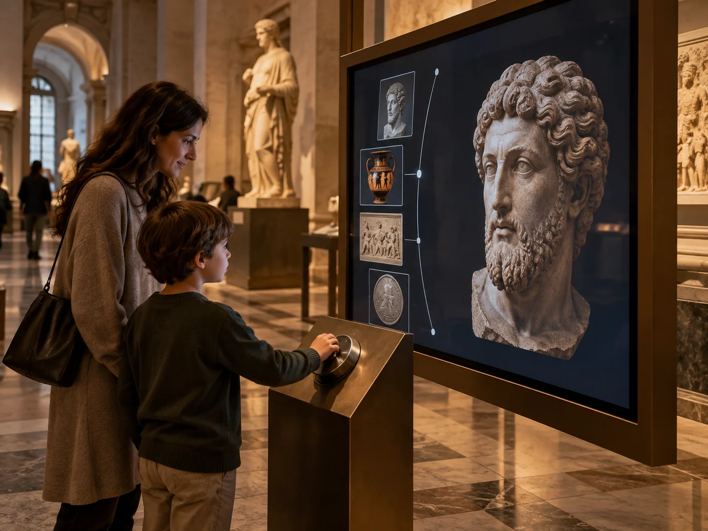 Illustrative Dial installation in Heritage museums, showing visitors using the experience