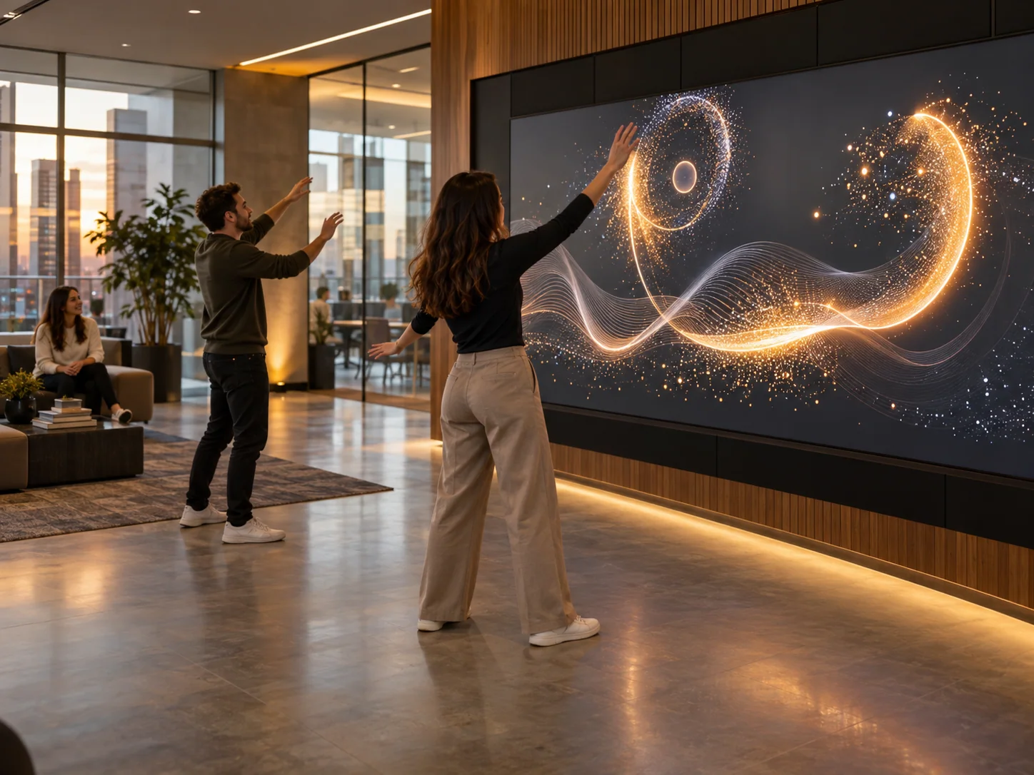 Illustrative Motion installation in Corporate offices, showing visitors using the experience