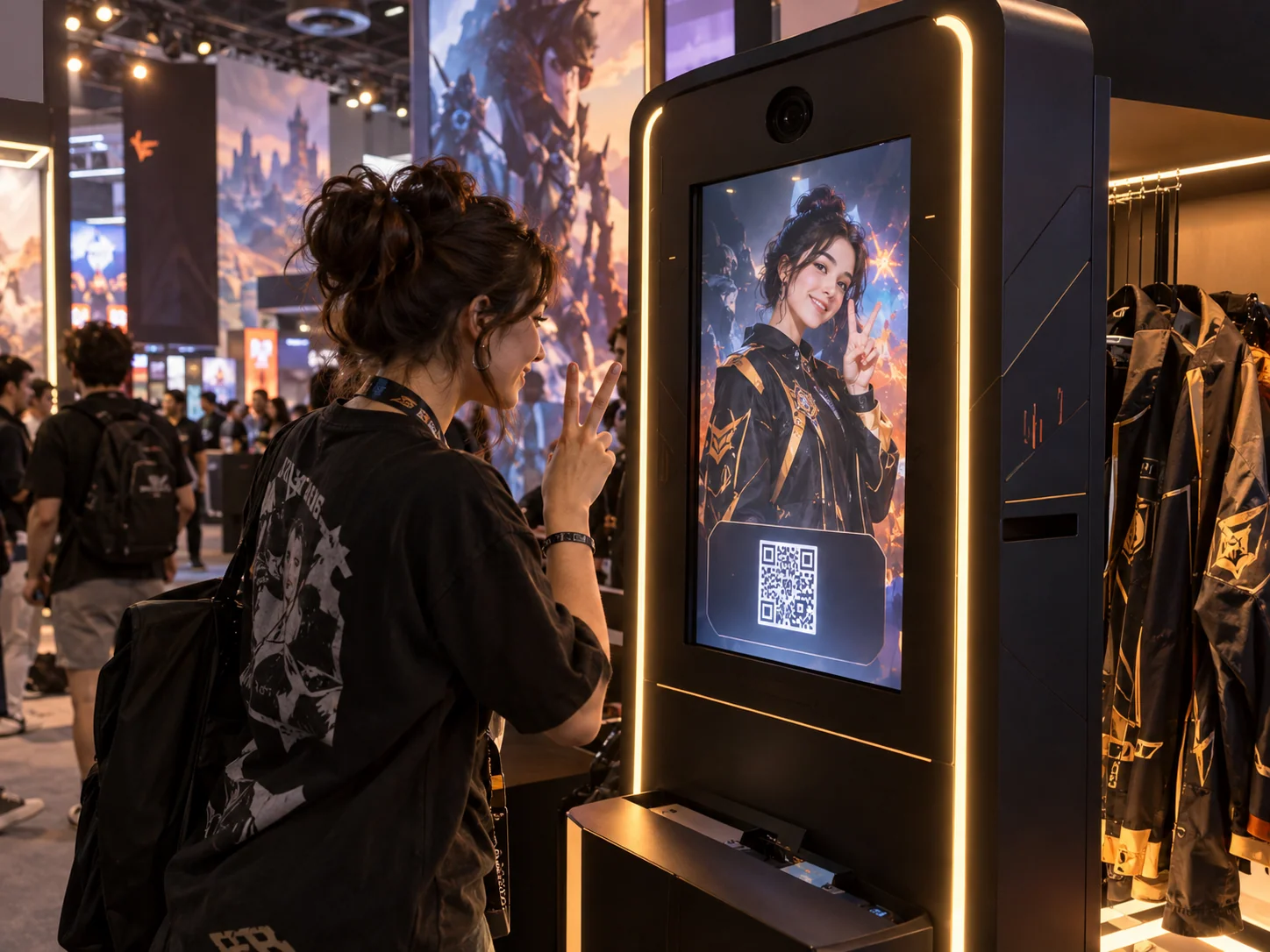 Illustrative Photobooth installation in Gaming conventions, showing visitors using the experience