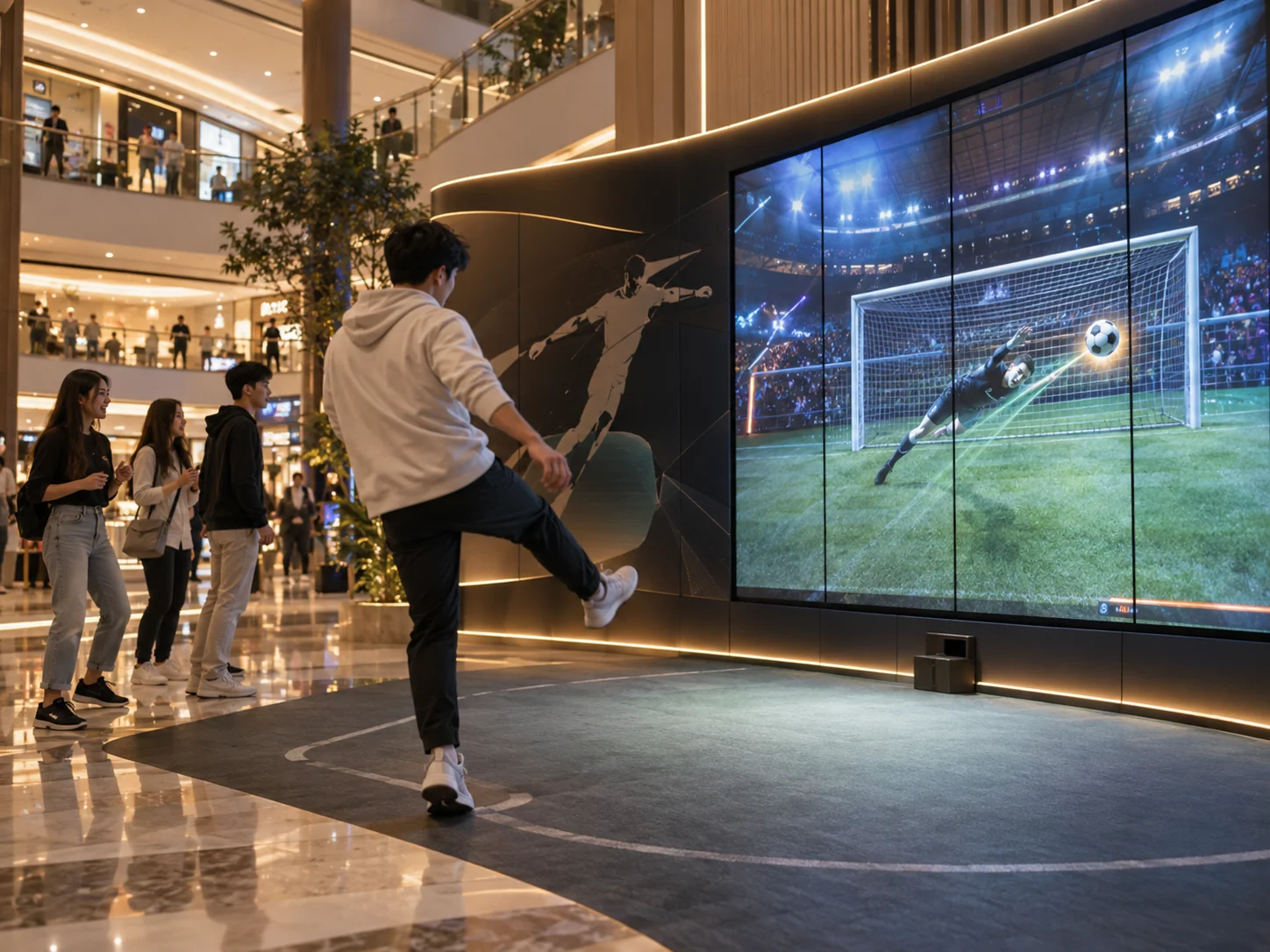 Illustrative Sports installation in Malls, showing visitors using the experience
