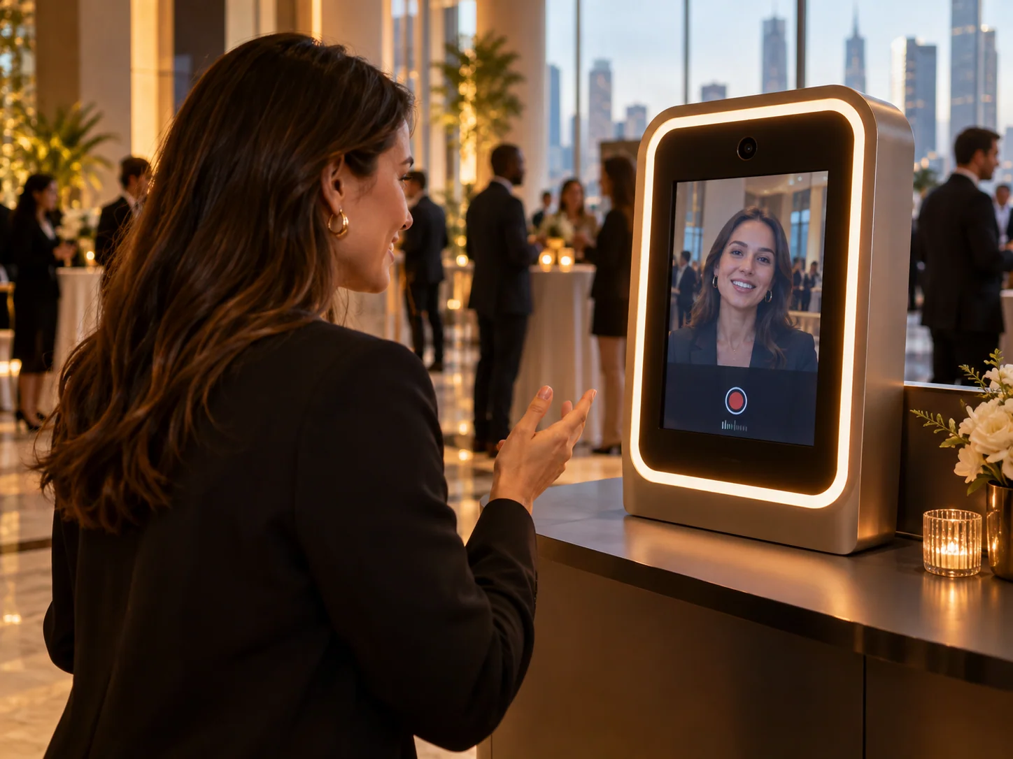 Illustrative Testimonial installation in Corporate events, showing visitors using the experience