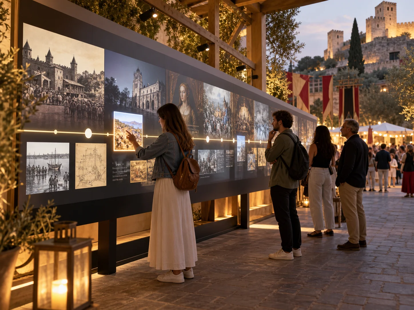 Illustrative Timeline installation in Cultural festivals, showing visitors using the experience