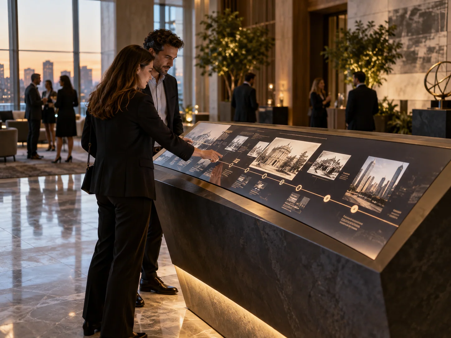 Illustrative Timeline installation in Corporate showcases, showing visitors using the experience